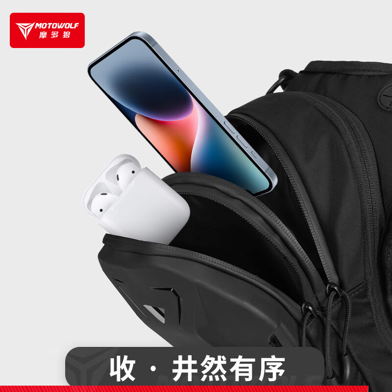 MOTOWOLF motorcycle leg bag, rider waist bag, riding bag, motorcycle waterproof bag, crossbody backpack, men's and women's motorcycle equipment, black