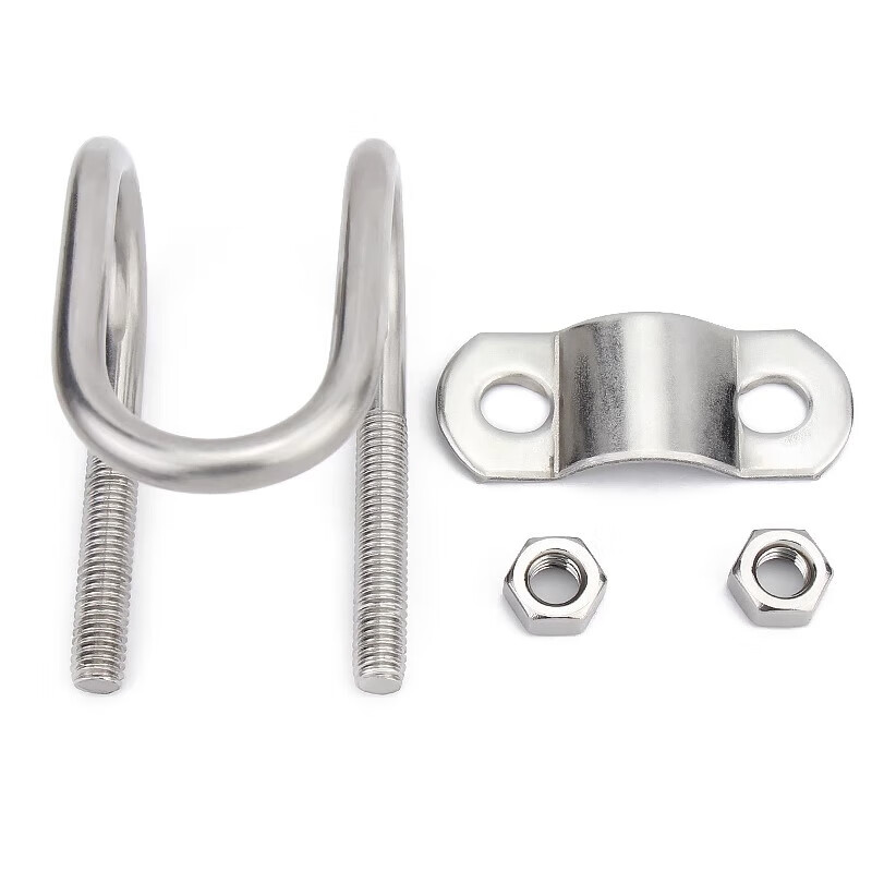 Jinchao 304 stainless steel double U-bolt screw U-shaped buckle cross water pipe clamp holder pipe clamp hoop M8*32*32-M8*1 inch*1 inch