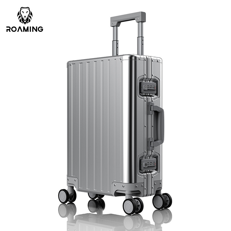 Roaming all-aluminum magnesium alloy luggage metal men's aluminum frame trolley case boarding case large travel luggage small case gun color thickened aviation grade aluminum magnesium alloy 20 inches 2025 renewed version can be boarded
