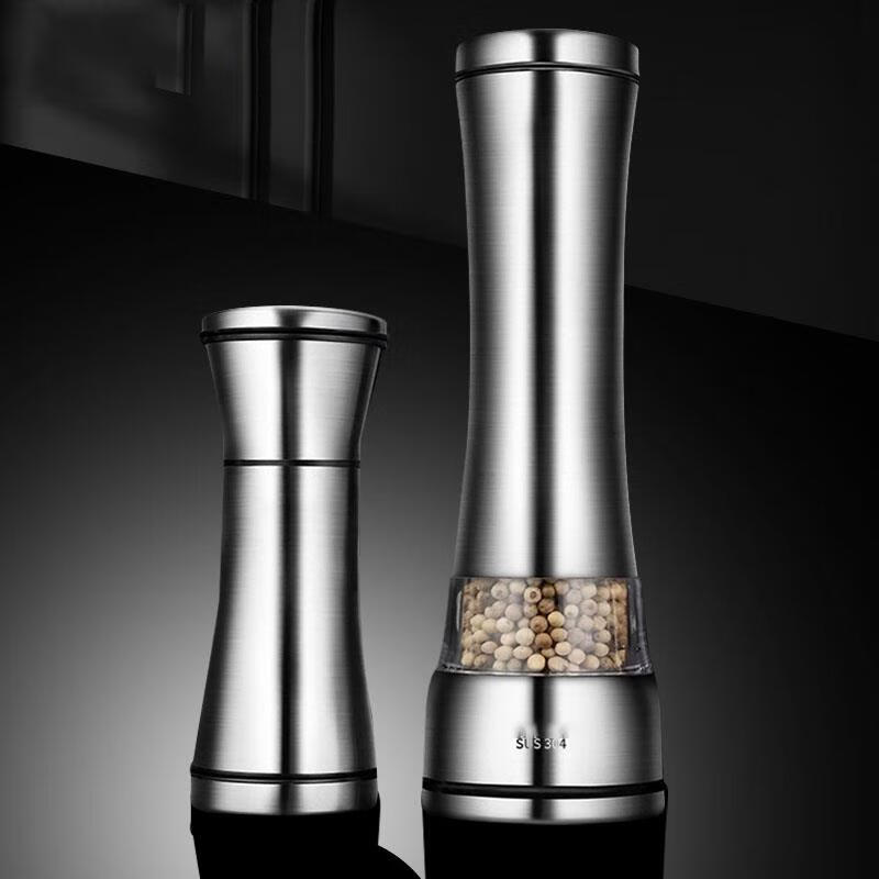 Fengyi pepper grinder household manual stainless steel freshly ground sea salt pepper seasoning bottle black pepper grinding bottle short 304 head + ABS bottom