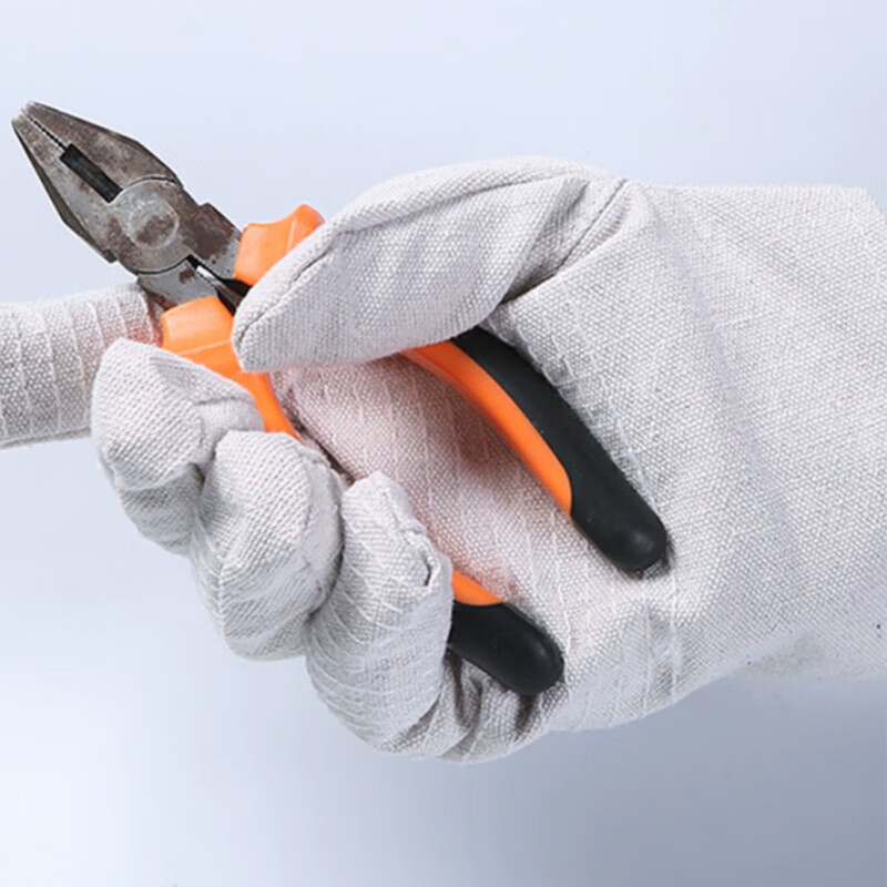 SHENGLI canvas gloves 10 pairs/pack, labor protection, thickened, wear-resistant and tear-resistant, welding handling protection, 24 lines, white armor, double-layer cotton, steel bar construction industry wholesale GCF240