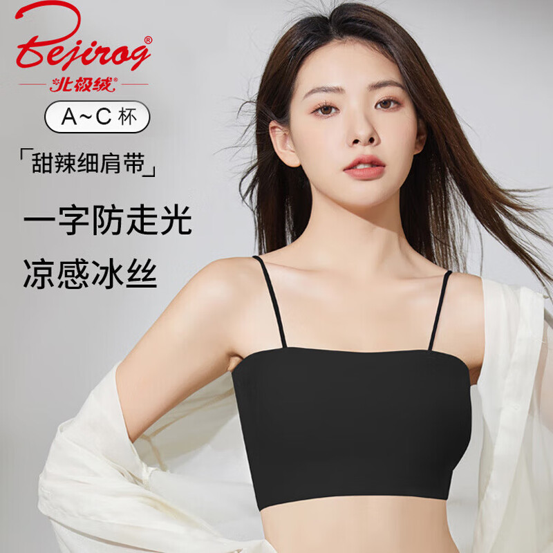 Bejirog Underwear Women's Ice Silk Seamless Wireless Bra Wrapped Breast Sling Anti-Exposed Beauty Vest Student Girl Thin Bra Tube Top