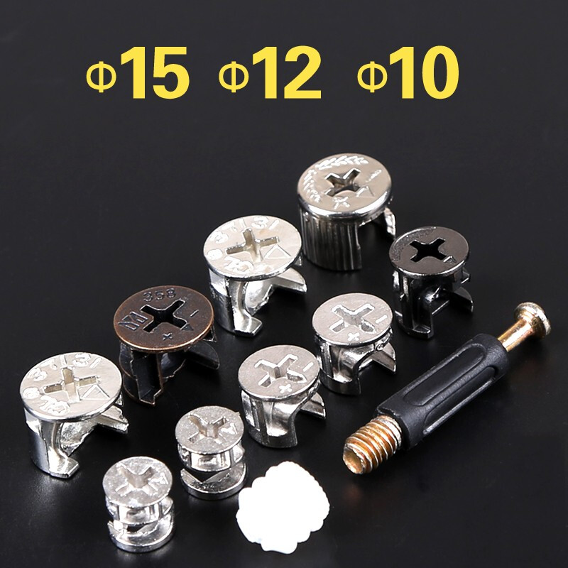 Shanghai Min 20 eccentric wheels furniture three-in-one connector bed wardrobe panel furniture assembly accessories thickened screws and nuts opening 15 steel runner 20 pieces