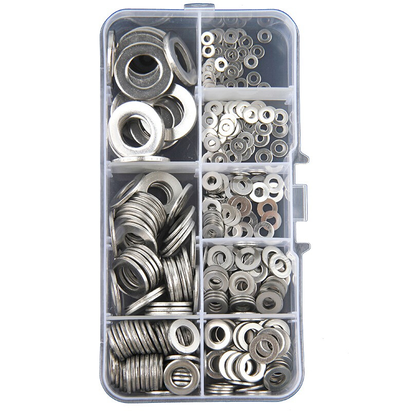 Wantful 304 stainless steel gasket, thickened metal screw flat washer M2M3M4M5M6M8M10 thin meson M2~M10 (8-in-1 set) 1 box, 360 pieces in total