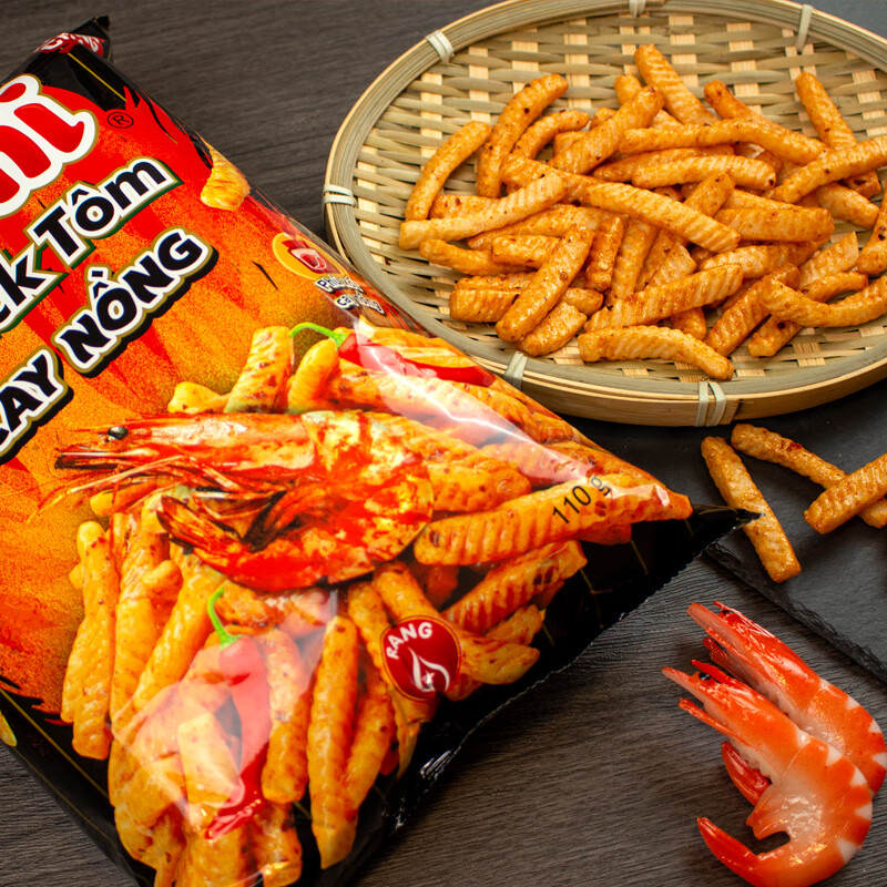 Shanghaojia Sauce Grilled Spicy Shrimp Crackers 110g Bag Imported from Vietnam Office Snacks Puffed Snacks