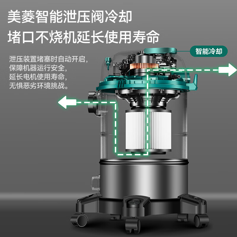 Meiling household vacuum cleaner industrial 3500W peak high power super suction commercial wet and dry blowing wasteland beautiful seam bucket type car wash decoration car office vacuum cleaner