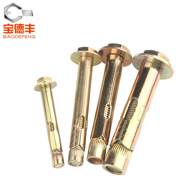 Baodefeng external hexagonal internal expansion screws, explosive built-in expansion bolts, air conditioning floor expansion bolts, M12X100, 2 drilled 16mm color zinc external hexagonal screws
