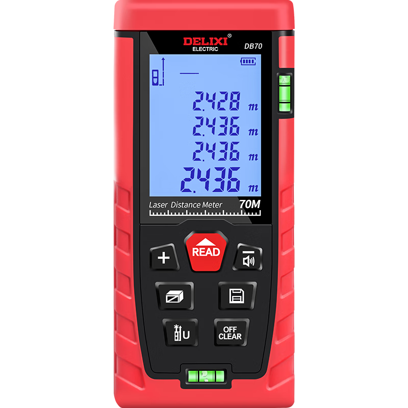 Delixi Electric Laser Distance Meter Voice Electronic Level Bubble Distance Meter Electronic Ruler Household Measurement 40 Meter Single Level Bubble Battery Model (High Cost-Effectiveness)