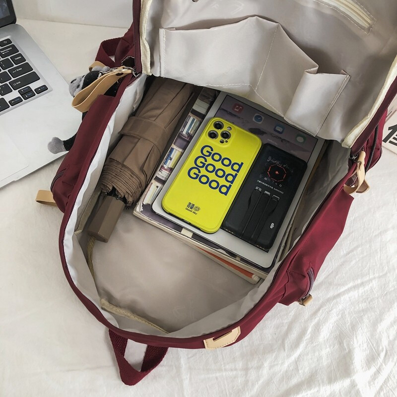 Kangaroo school bag, women's backpack, men's middle school and high school college student backpack, large capacity, wear-resistant 15.6-inch laptop bag, red with gorilla pendant