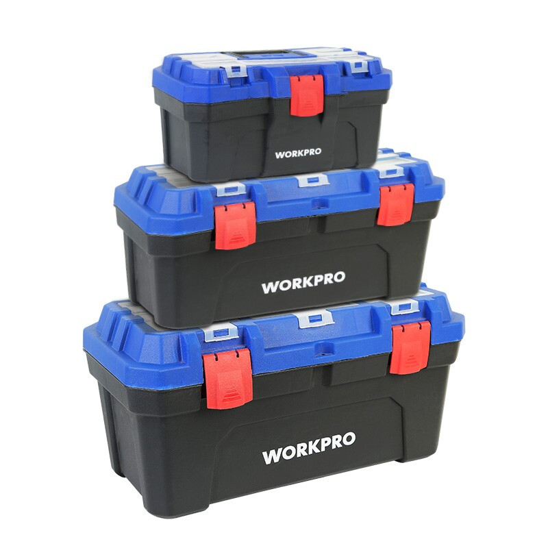 Wankebao (WORKPRO) Tool Storage Box Enhanced Tool Box Portable Multi-Function Repair Thickened Car Household Hardware Empty Box Large 16-inch Red and Black Thickened W02020102M