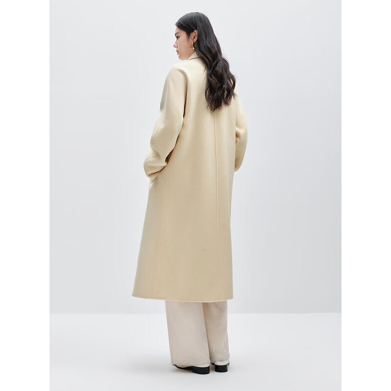 Peacebird heavyweight high-count all-wool double-sided woolen coat for women winter white coat for women* off-white M