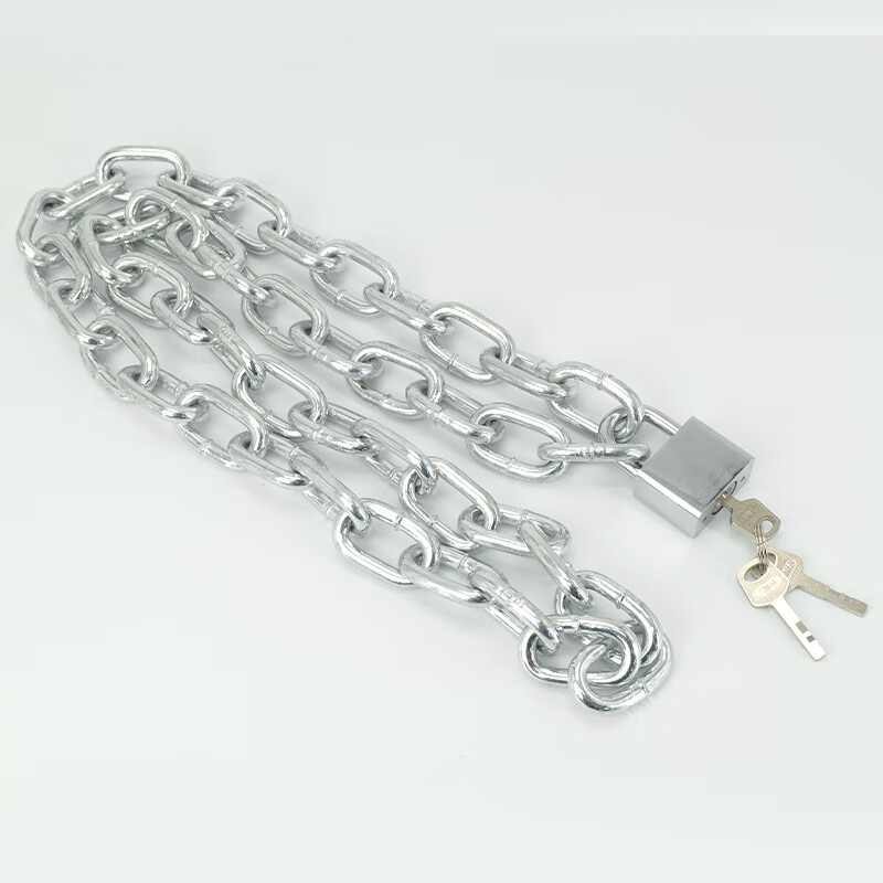 Bingyu anti-theft chain, shear-proof galvanized thickened and extended car chain, bicycle lock, iron chain, door lock, electroplated lock M8 length 1 meter + 40mm electroplated lock BH-650