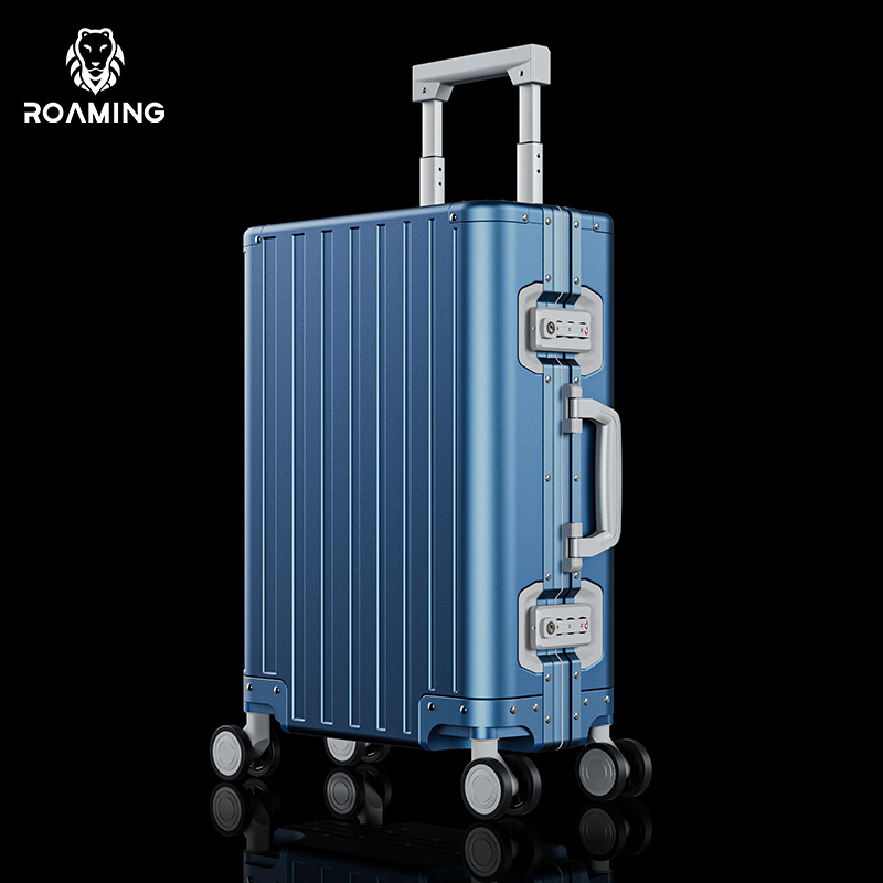 Roaming all-aluminum magnesium alloy luggage metal men's aluminum frame trolley case boarding case large travel luggage small case gun color thickened aviation grade aluminum magnesium alloy 20 inches 2025 renewed version can be boarded