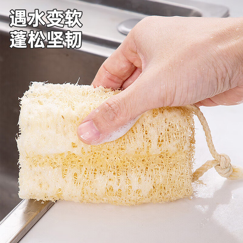 MAXCOOK dishwashing pot brush, loofah pulp brushing dishes and pots, kitchen sink and stove cleaning brush, loofah 2 pieces MCPJ3628