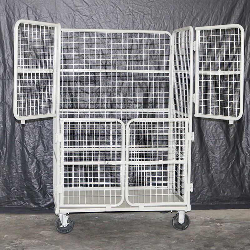 Jingxinda Movable Logistics Trolley Folding Logistics Cart Warehouse Sorting Truck Express Cage Car Linen Cart E-commerce 1100*800*1700 Four Small Door Encryption