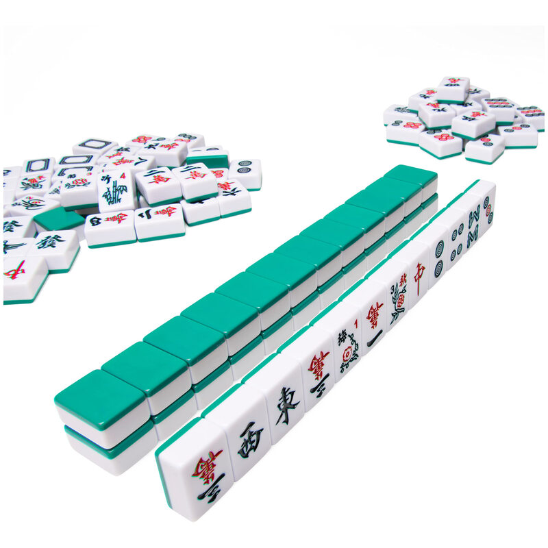 SPIN MASTER classic mahjong set, two-color porcelain tiles, solid wood storage box, family leisure game