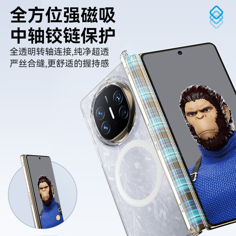 90% new Mr. Blue Ape is suitable for Huawei matex6 mobile phone case, transparent and simple center column protective case, folding screen magnetic anti-fall protective case