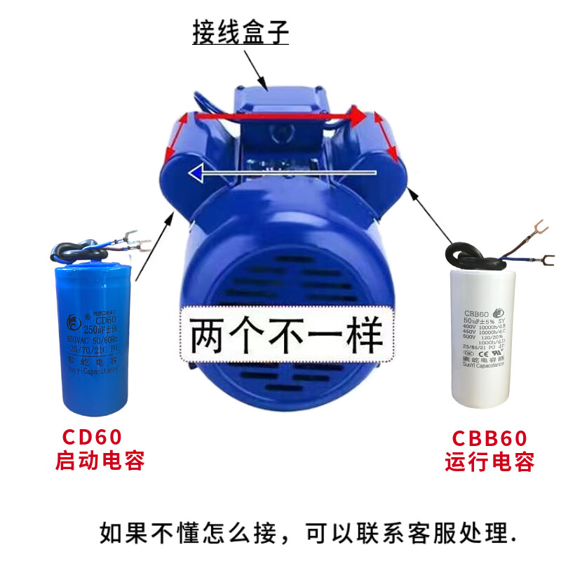1000W/2.2KW/3KW single-phase two-phase motor capacitor CD60 starts CBB60 operation 450V matching 400UF+50UF3.0KW matching capacitor