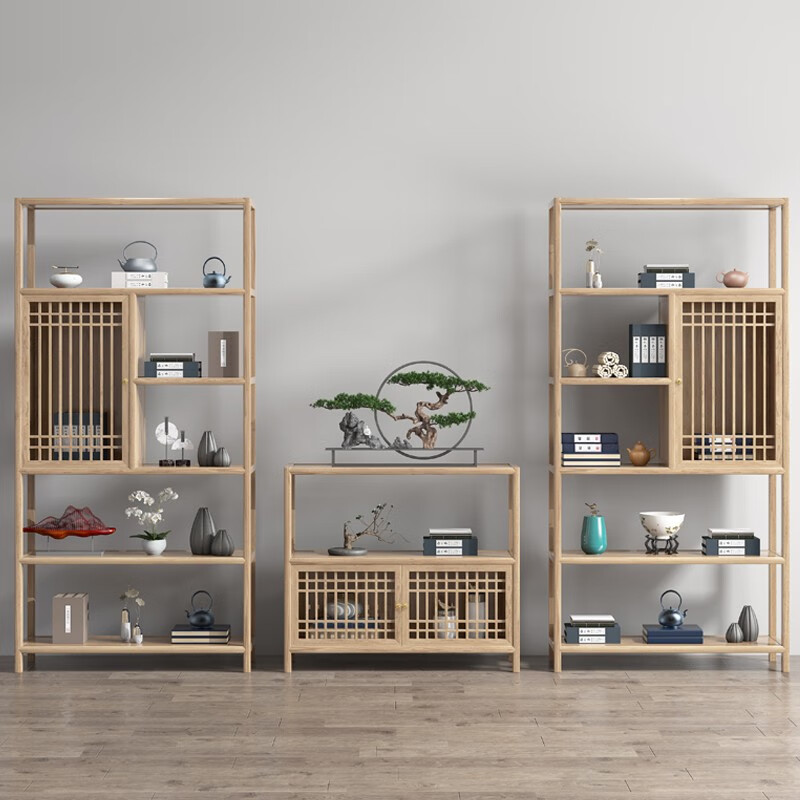 Taijiang Bogu rack, new Chinese style solid wood antique rack, multi-layer display cabinet, living room decorations, tea rack, Duobao Pavilion wine cabinet, bookshelf, new Chinese style Bogu rack, pair (2m)