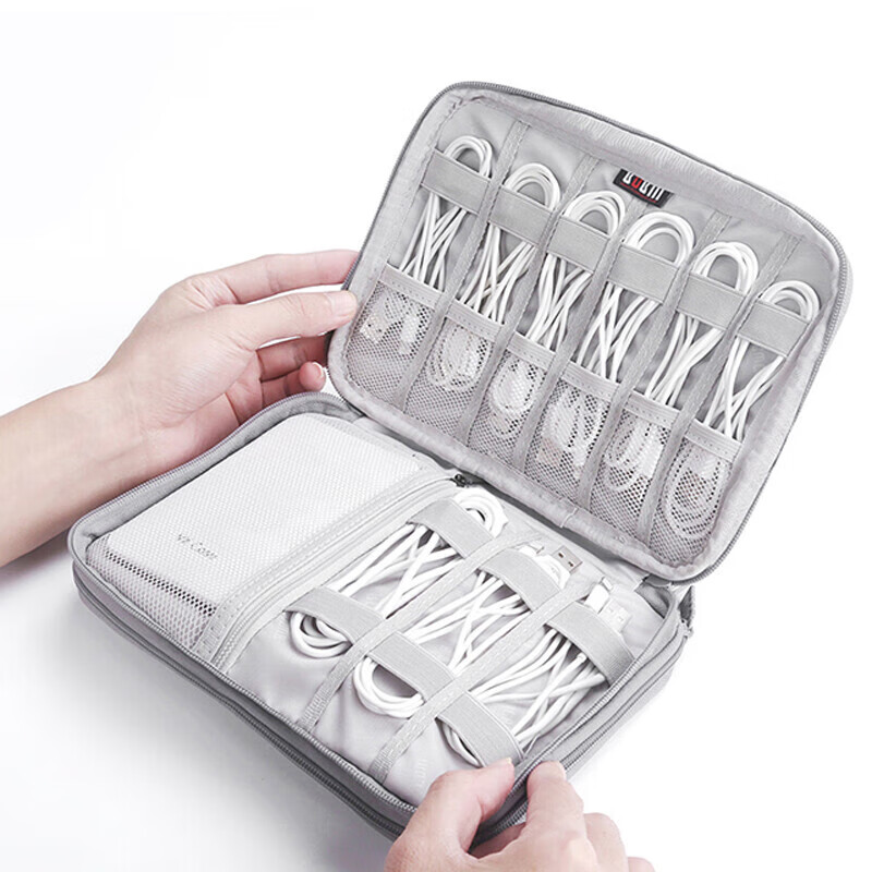 Biyoumi Headphone Data Cable Storage Bag Digital Multi-Function Power Supply Charger Box Hard Drive U Disk Travel Portable Organizing Bag Small Double Layer DISD-MYB