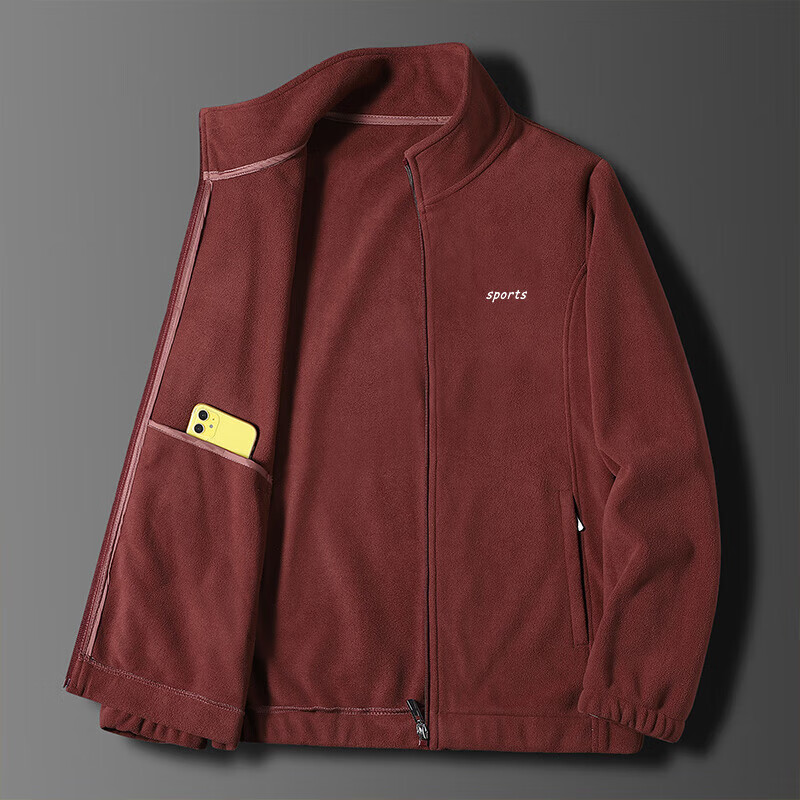 Yalu jacket men's autumn and winter velvet thickened jacket men's dad's fit solid color men's stand-up collar middle-aged warm top 921 black XL 120-140 catties