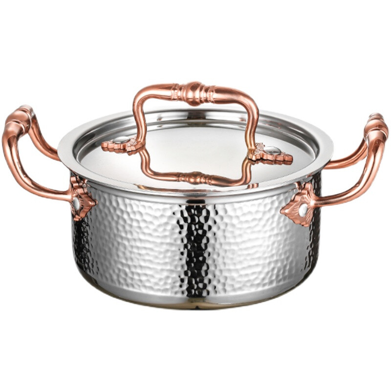 Wangjiajian 304 stainless steel commercial small hot pot self-service single hot pot one person one pot induction cooker universal pot restaurant mini hot pot Yuanyang pot Ye Er Hammer Point-Yuanyang