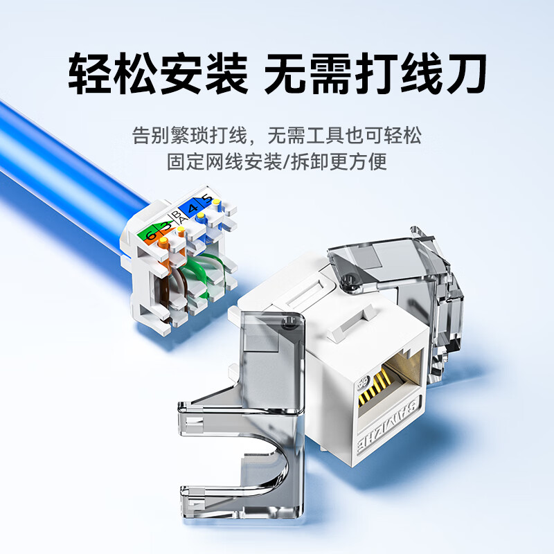 Shanze Network Port Panel Category 6e 10 Gigabit Ethernet Cable Free Module Panel Socket Set 86 Type Thickened One Computer Flame Retardant Panel + Category 6e Module SZ-MBT09