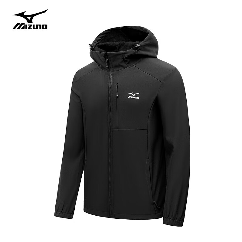 Mizuno (MIZUNO) soft shell jacket for men and women plus velvet large size outdoor jacket men's fleece jacket hooded windproof and warm