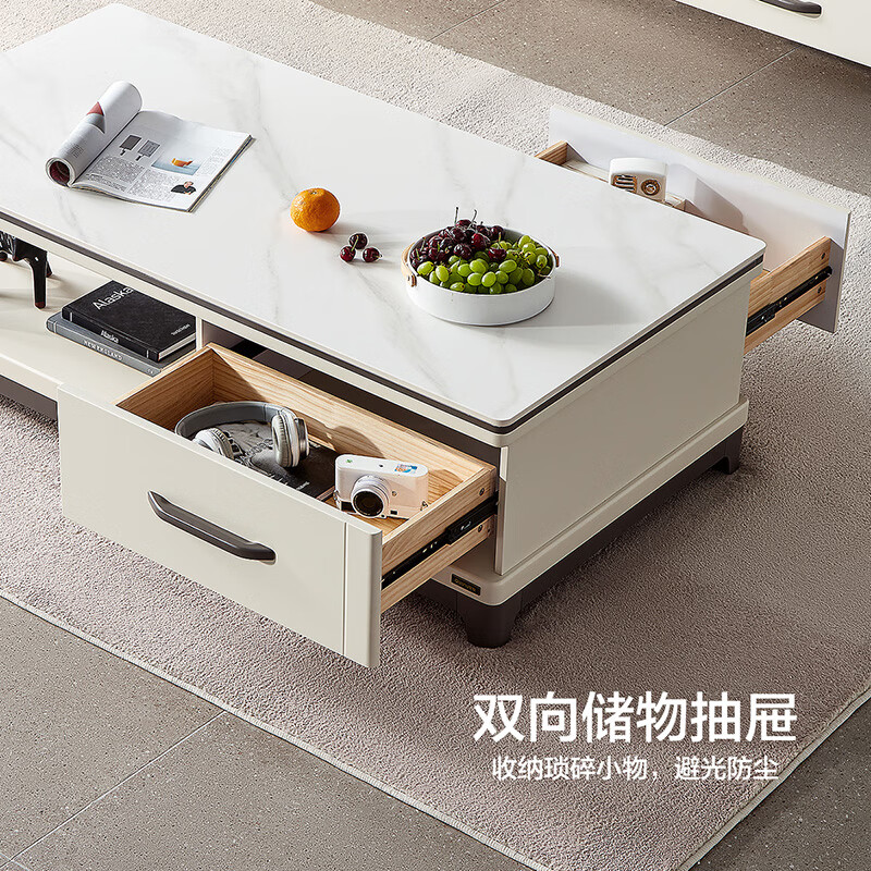 Quanyou Home Coffee Table Simple Nordic Small Apartment Living Room Home Table Slate Table Top Coffee Table Storage Storage Cabinet