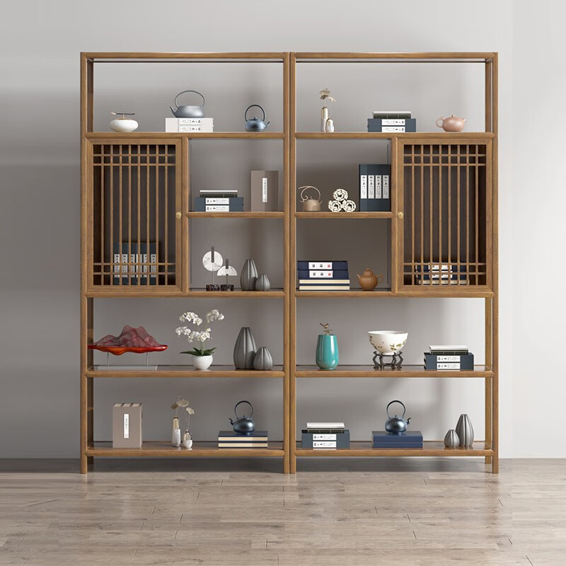 Taijiang Bogu rack, new Chinese style solid wood antique rack, multi-layer display cabinet, living room decorations, tea rack, Duobao Pavilion wine cabinet, bookshelf, new Chinese style Bogu rack, pair (2m)
