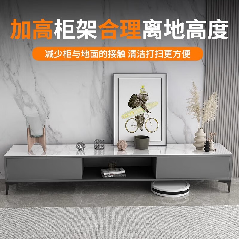 Gufanfeng TV cabinet floor-standing 2026 latest modern simple home living room high coffee table TV cabinet combination set 1.2 meters TV cabinet white floor-standing upgraded version assembled