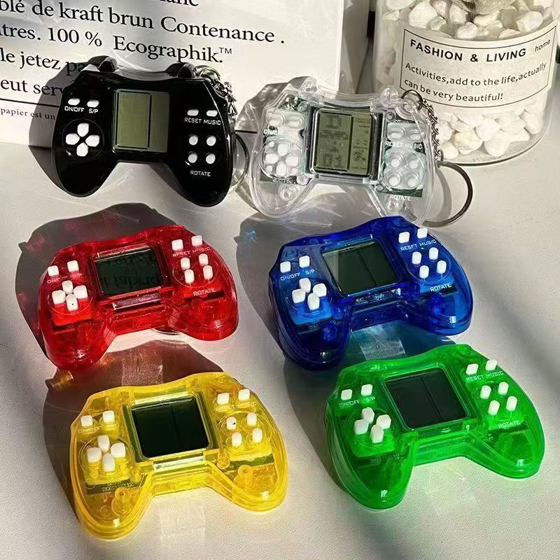 JD Logistics Handheld Game Console Children's Mini Nostalgia Silent Tetris Keychain Game Student Decompression and Boredom Relief Toy Machine Student Gift Macaron Orange