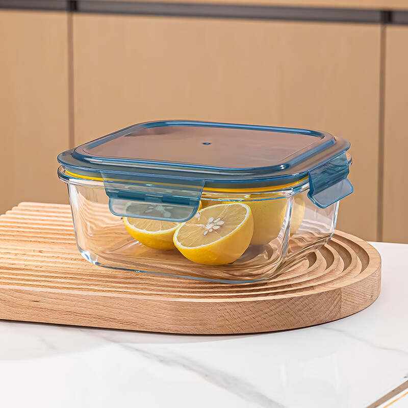 LOVWISH high boron glass fresh-keeping lunch box, microwaveable, special lunch box grid, fresh-keeping and heat preservation partition type refrigerator, LOVWISH integrated lid, square, single piece, 800ml