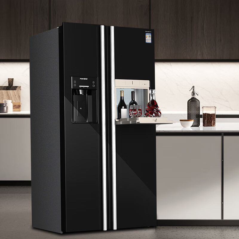 Siemens ice refrigerator double door ice machine black tempered glass air-cooled frost-free double door automatic production without water source to receive bottled water - glass door ice refrigerator