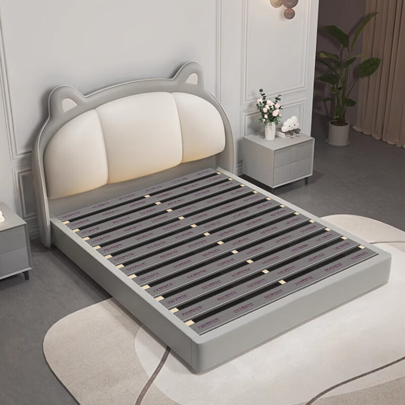 Modern simple children's bed, cream style French leather bed, new style with drawer storage bed, single bed for small apartment bedroom, bed + 918# coconut palm mattress + cabinet 1 + free installation 1.5*2.0 meter frame structure