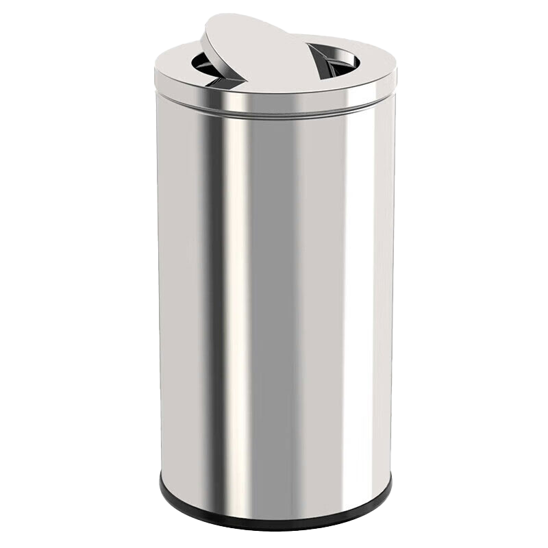 KUK stainless steel trash can 25*61cm swing lid round bucket outdoor shopping mall hotel vertical flip lid Hong Kong style bucket peel box