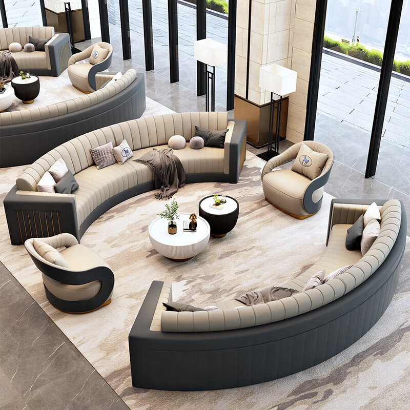 Zhihang Nordic Hotel Lobby Curved Sofa Sales Office Reception Hall Club Exhibition Hall Business Negotiation Table and Chair Combination 1+1+6+ Coffee Table Color Remarks