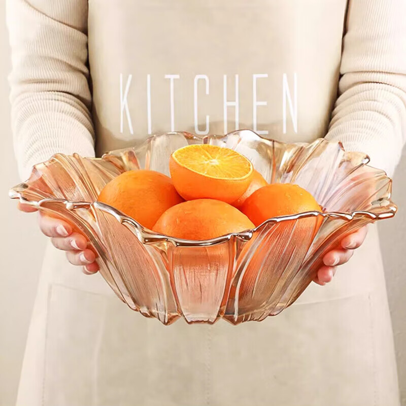 Genas light luxury high-end crystal glass fruit plate home living room fruit plate coffee table New Year's snack display dried fruit plate fruit bowl