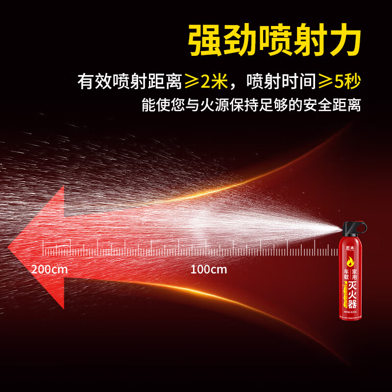 Jumu car water-based fire extinguisher for private cars, home kitchens, portable small car annual inspection fire fighting equipment 620ml water-based fire extinguisher two bottles + Velcro*2