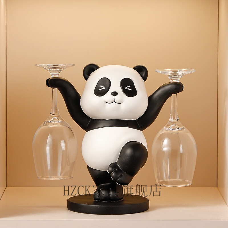 HZCK red wine rack ornaments Panda red wine rack ornaments wine cabinet combination light luxury living room sideboard bookshelf decorative wine cup welfare impulse model Panda red wine rack (open bottle