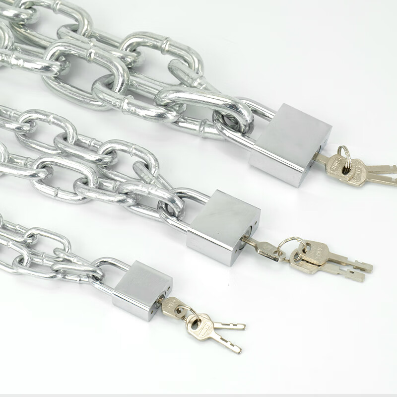 Bingyu anti-theft chain, shear-proof galvanized thickened and extended car chain, bicycle lock, iron chain, door lock, electroplated lock M8 length 1 meter + 40mm electroplated lock BH-650