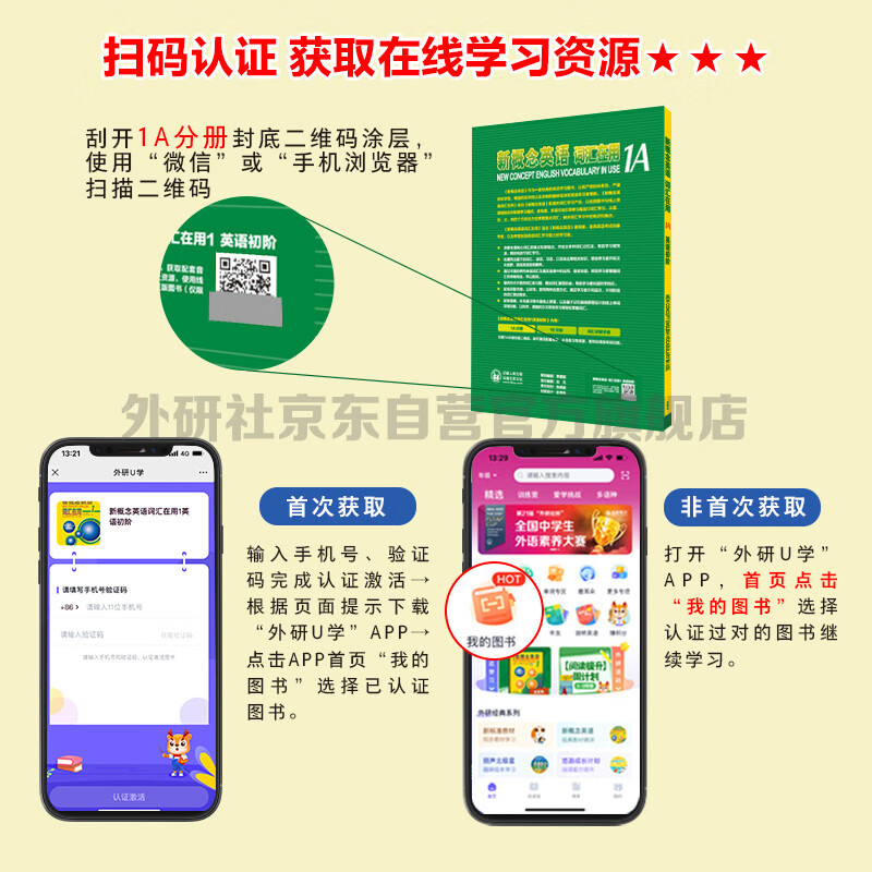 New Concept English 1 Vocabulary in Use 1A+1B+ Vocabulary Listening Manual (with code scanning audio, vocabulary reading assessment, basic and advanced exercises) to learn words efficiently Foreign Language Research Press