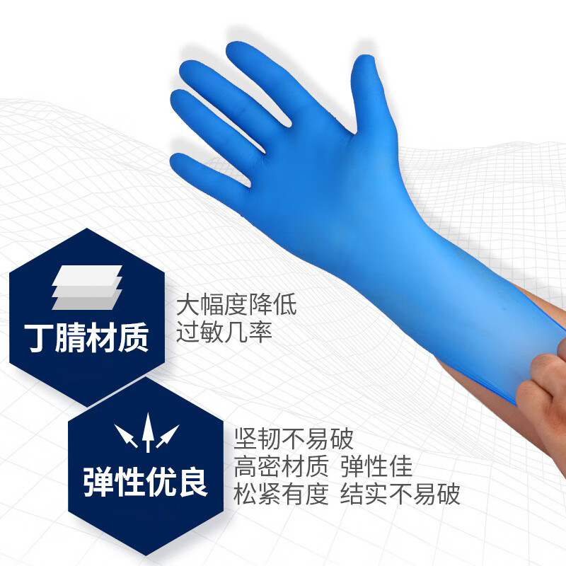 Vian disposable nitrile gloves thickened and durable non-slip, oil-proof, acid and alkali resistant industrial manufacturing laboratory durable blue M size/medium size