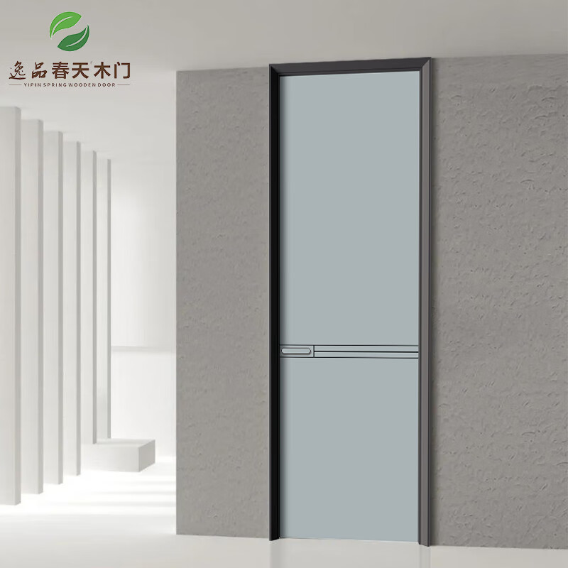 Yipin Spring Wooden Door Bedroom Door Room Door Kitchen Door Paint-Free Door Solid Wood Composite Environmentally Friendly Door High-end Customized Door 23TT06 Spring No. 1 + Morandi Agate Black