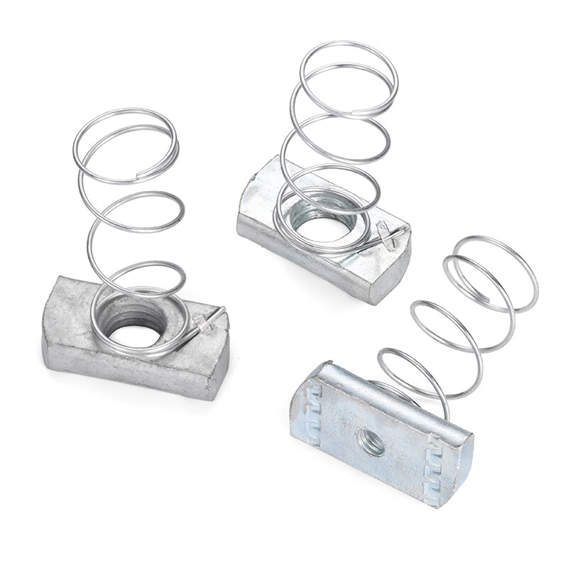 JINGGONG galvanized spring nut C-shaped steel accessories rectangular square iron with spring spring nut M6M8M10M12 galvanized M10*8 (10 pieces)