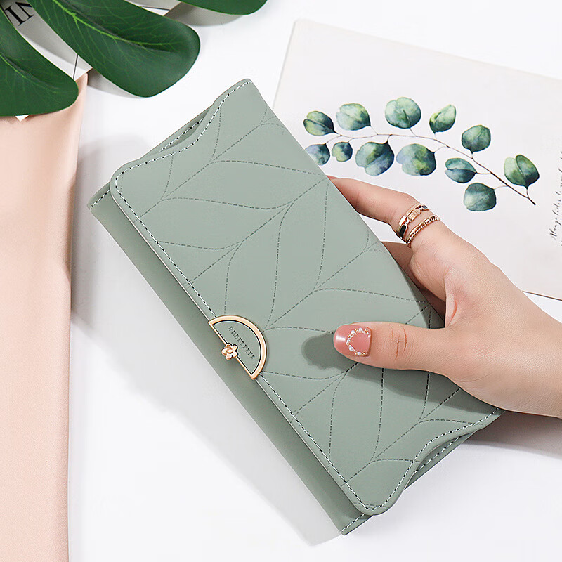 Kangaroo wallet women's niche design New Year's New Simple Folding Long Wallet Small Fresh Trendy Handbag Women's Small Bag Hand-held Bean Paste Color