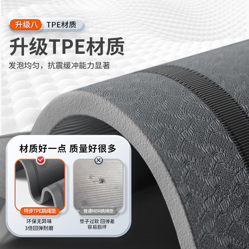 XTEP jump rope mat, yoga soundproof and shock-absorbing mat, silent indoor fitness non-slip buffer mat, ropeless jump exercise mat, floor mat and blanket