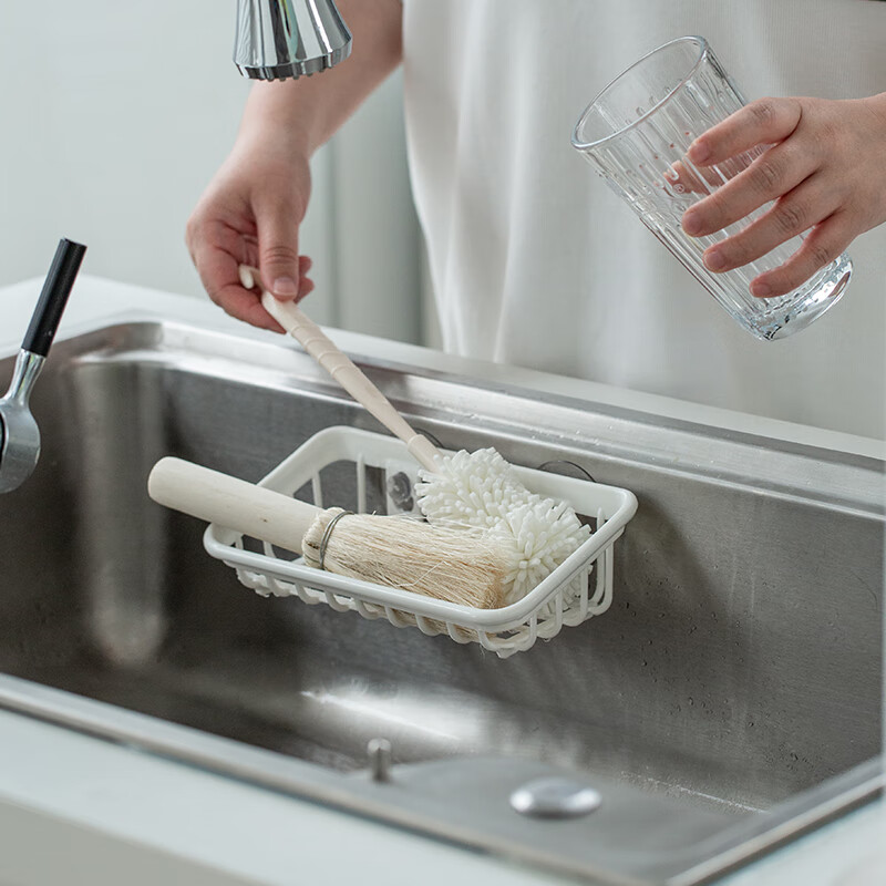 Asvel asvel Japan imported sink drain rack kitchen sponge steel ball storage rack dishwashing and cleaning arrangement rack sink drain rack M type white