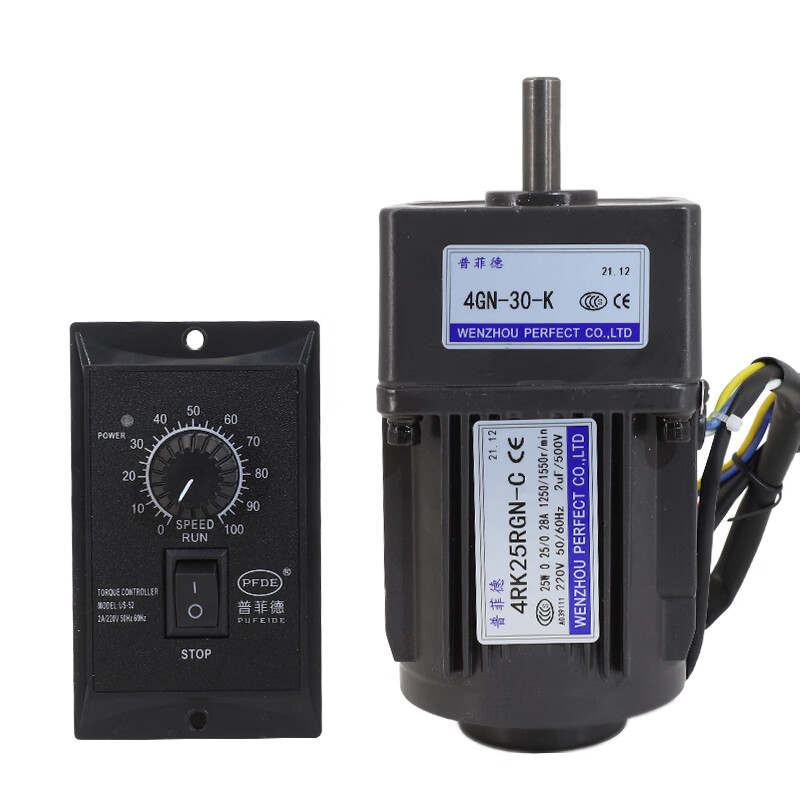 Yue Changsheng 40W220V AC reduction motor 4RK40RGN reversible speed motor high torque metal gearbox motor motor + gearbox 4GN20K (0-62 revolutions per minute 40W motor brake + speed regulator