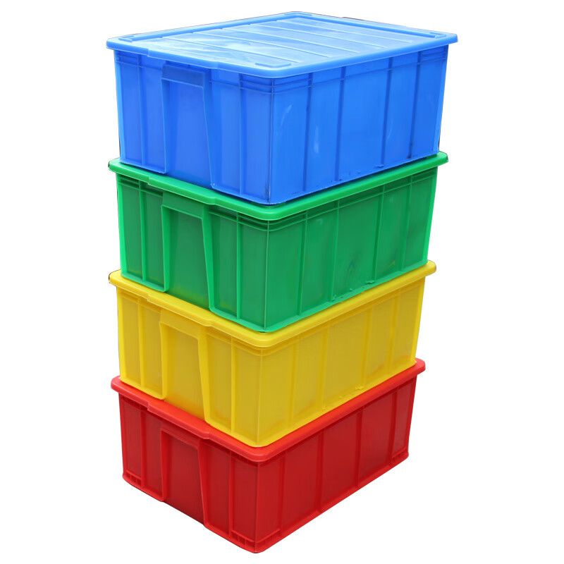 Thickened plastic turnover box rectangular plastic frame material box storage box hardware tool parts box plastic basin No. 10 box 600*490*345mm-blue does not include lid